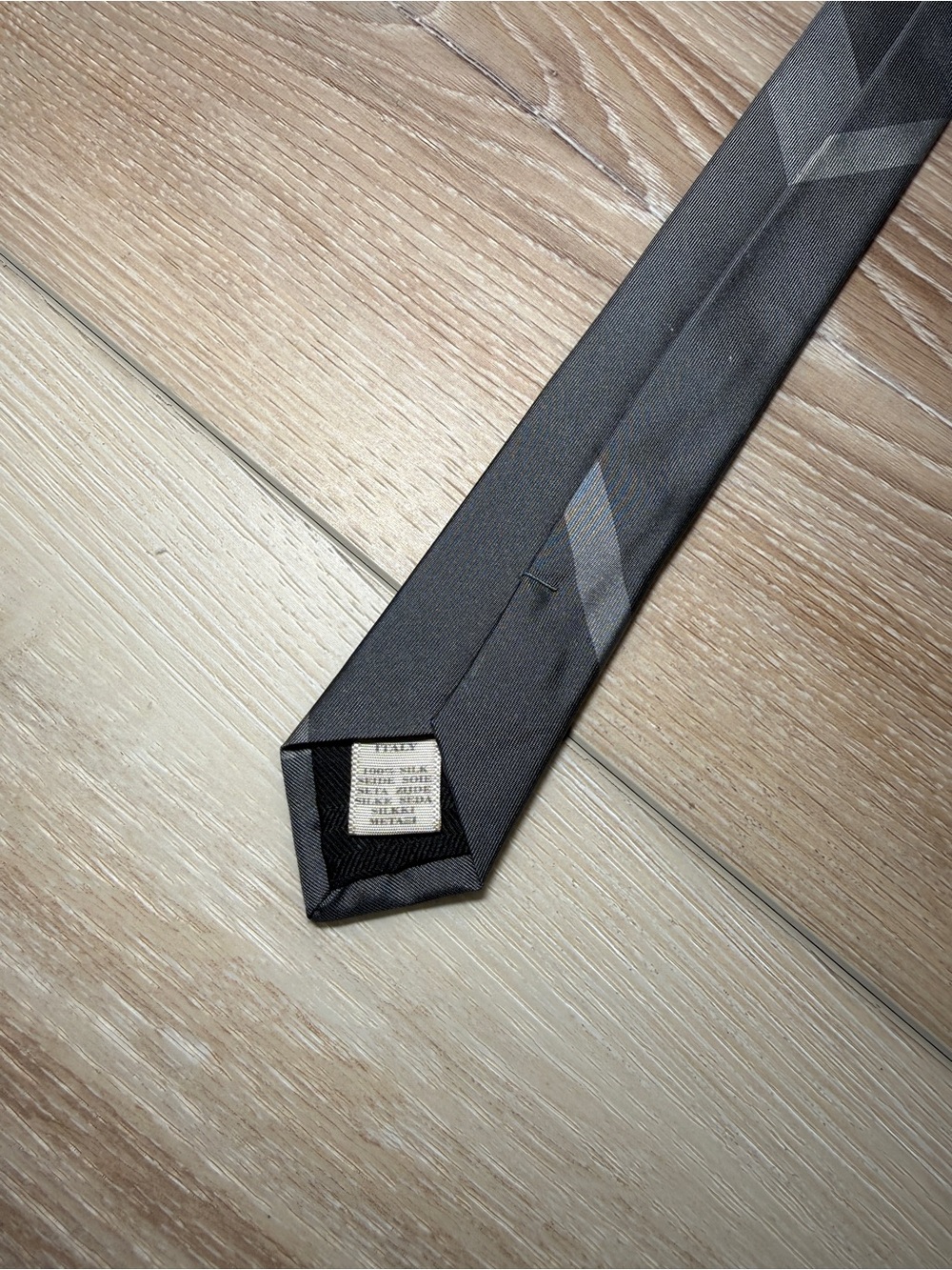 Burberry Gray and Blue Check Silk Tie - Picture 3 of 7
